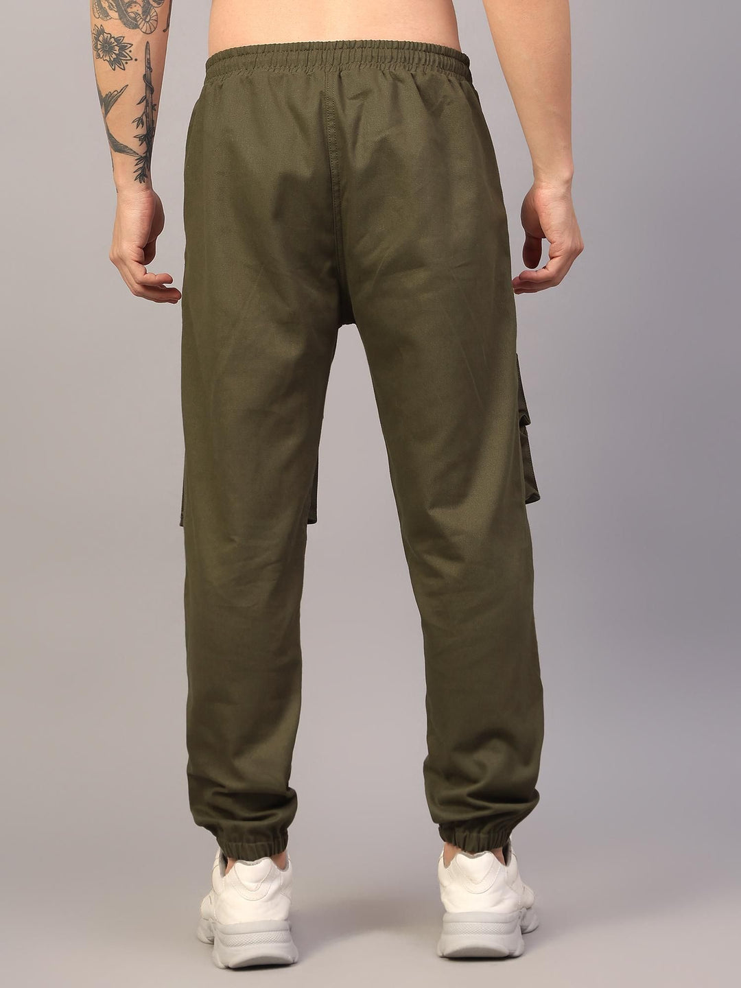 Olive Brand Sprouted Men's Cotton Blend Solid Multipocket Cargo Jogger