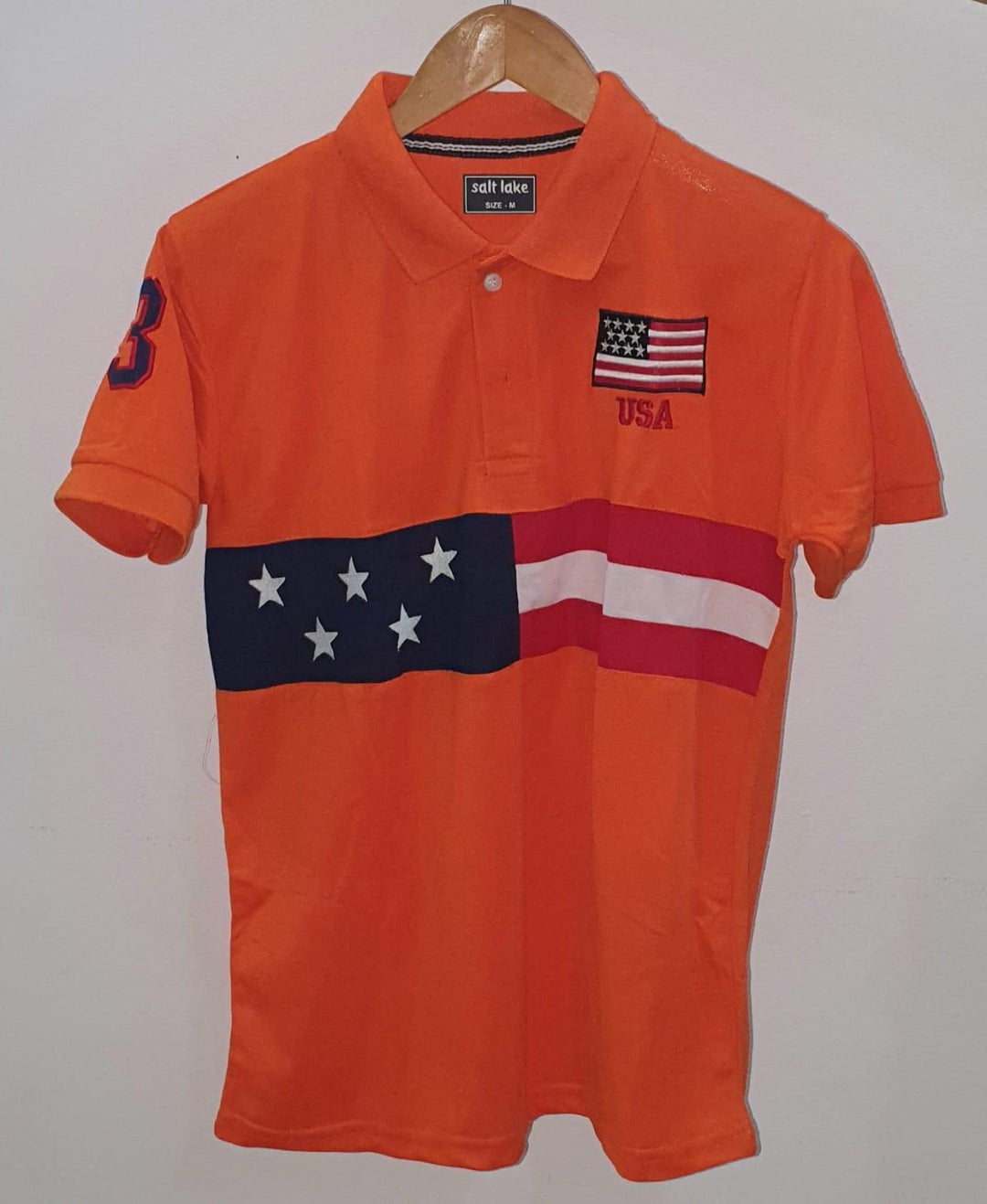 Orange Polo Matty Tshirts For Men