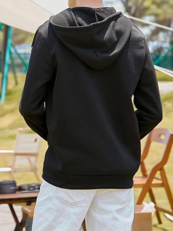 Black Cotton Solid Full Sleeves Regular Fit Mens Jacket