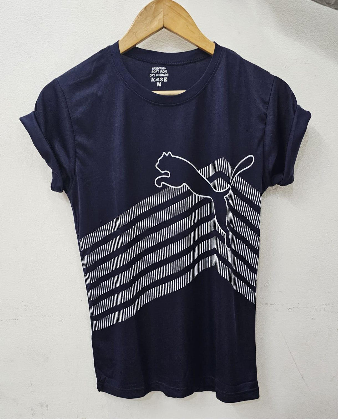 Navy Blue Men's Half Sleeve Printed Polyester T-shirt