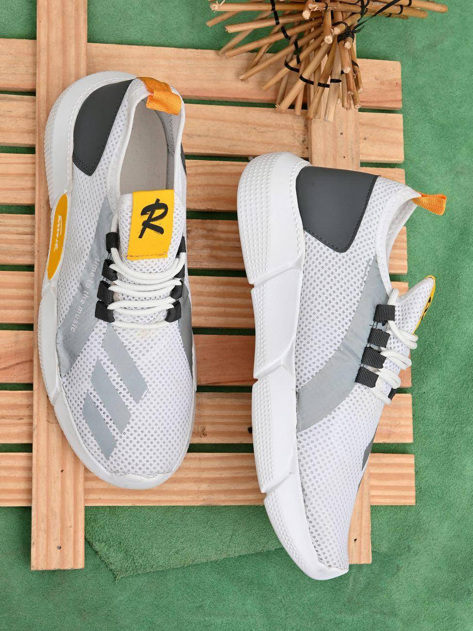 White and Grey Sports Shoe For Men's