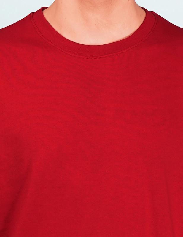Red Color Nusyl Knitted Printed Half Sleeves Mens Round Neck T-Shirt