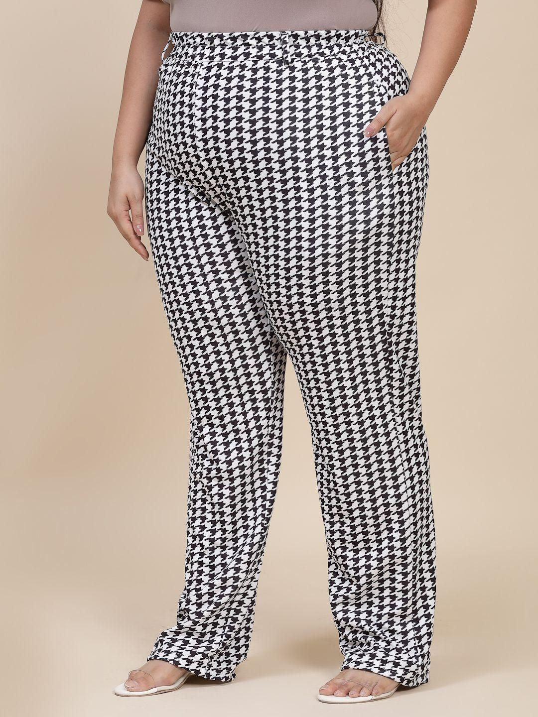 Flambeur Women's Plus Size Casual Printed Trouser