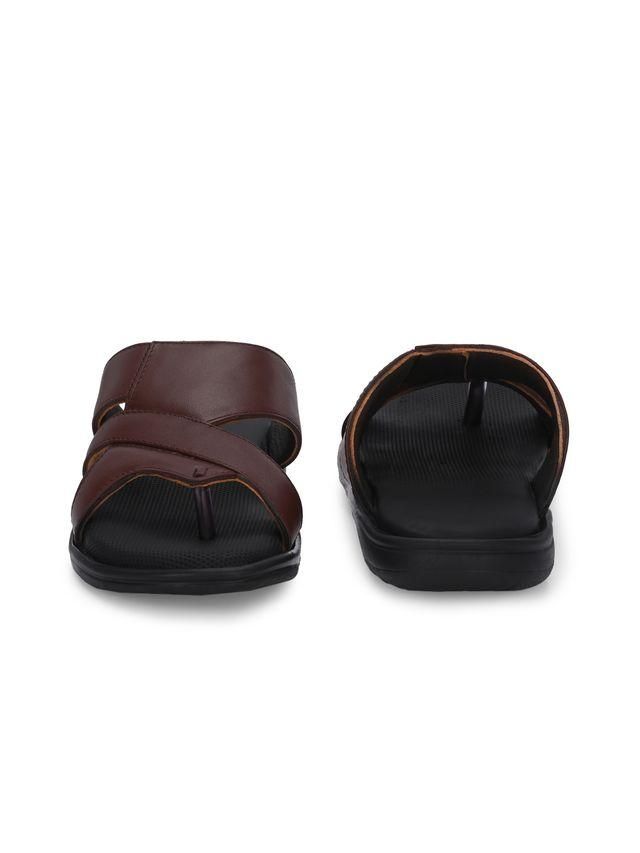 Brown Color Mens Puffy Cloud Brown Leather Slippers