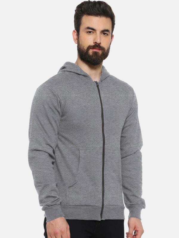 Grey Cotton Solid Full Sleeves Mens Jacket