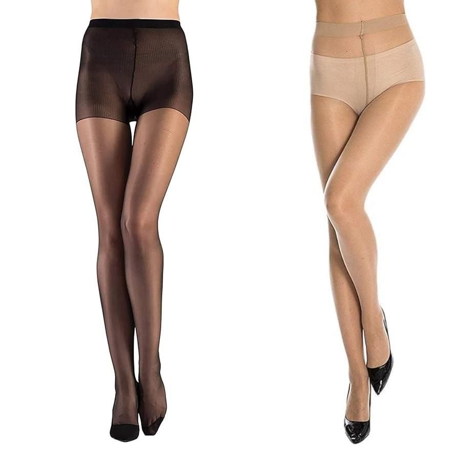 Women's Lycra Blend Solid Pantyhose Stocking Pack Of 2