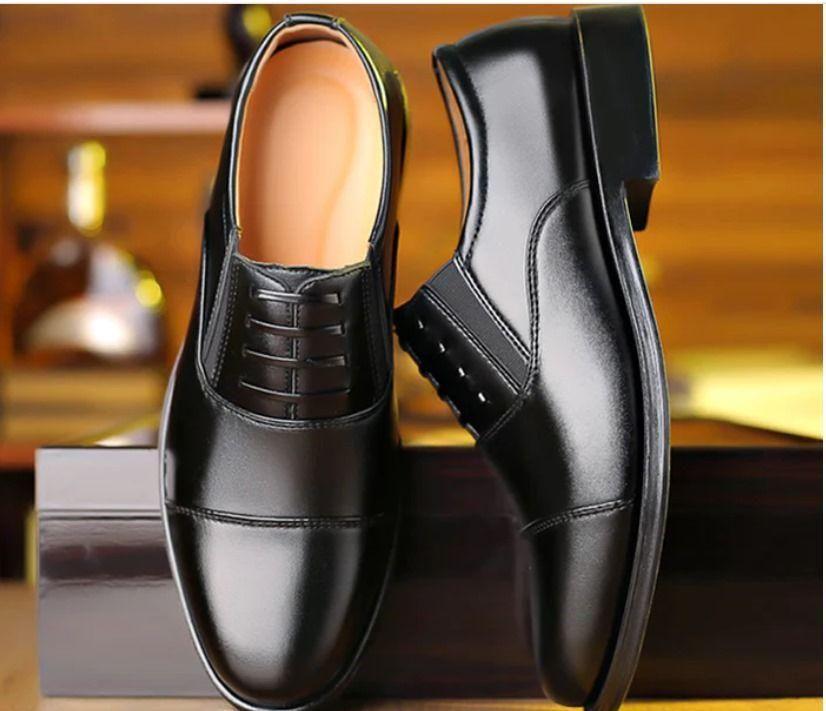 Black Color Men's Smart Formal Shoes With Laces