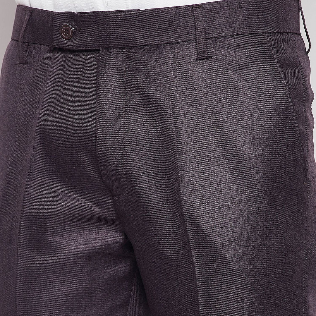 Maroon Men's Slim Fit Solid Formal Trouser