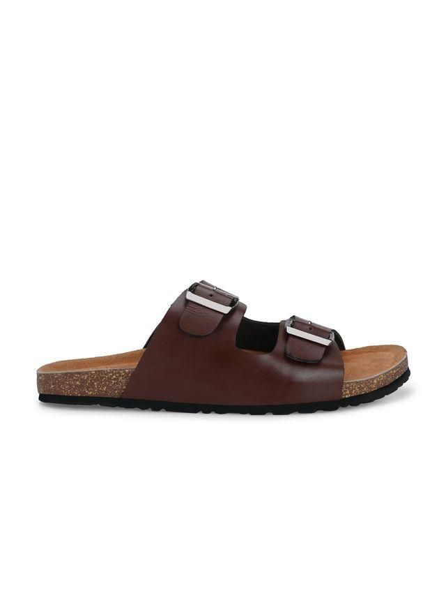 Brown Color Men's Arizona Brown Leather Slippers