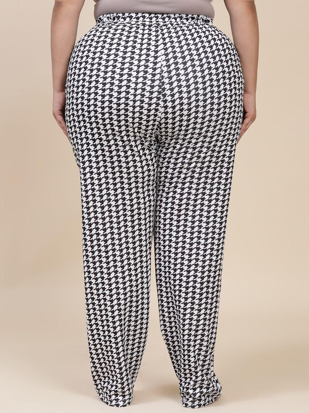 Flambeur Women's Plus Size Casual Printed Trouser