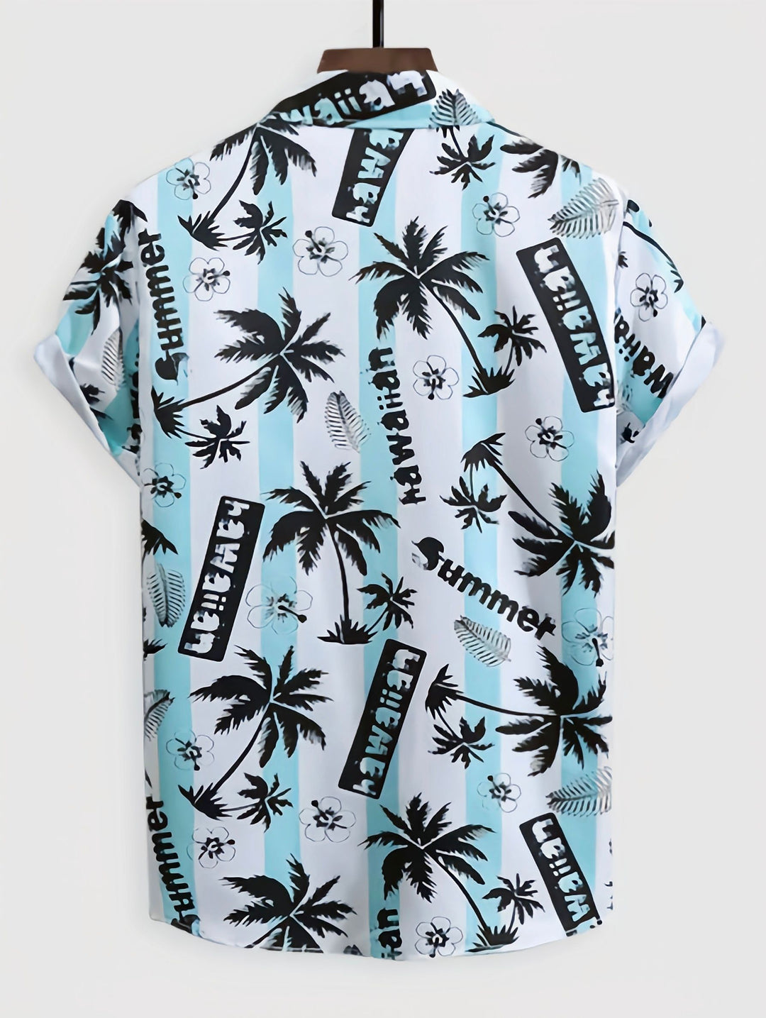 Beach Tree White Lycra Printed Men's Shirt