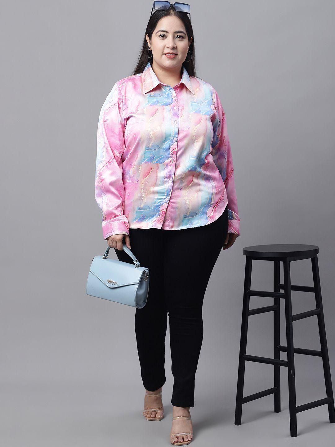 Flambeur Women's Plus Size Printed Full Sleeve Casual Shirt