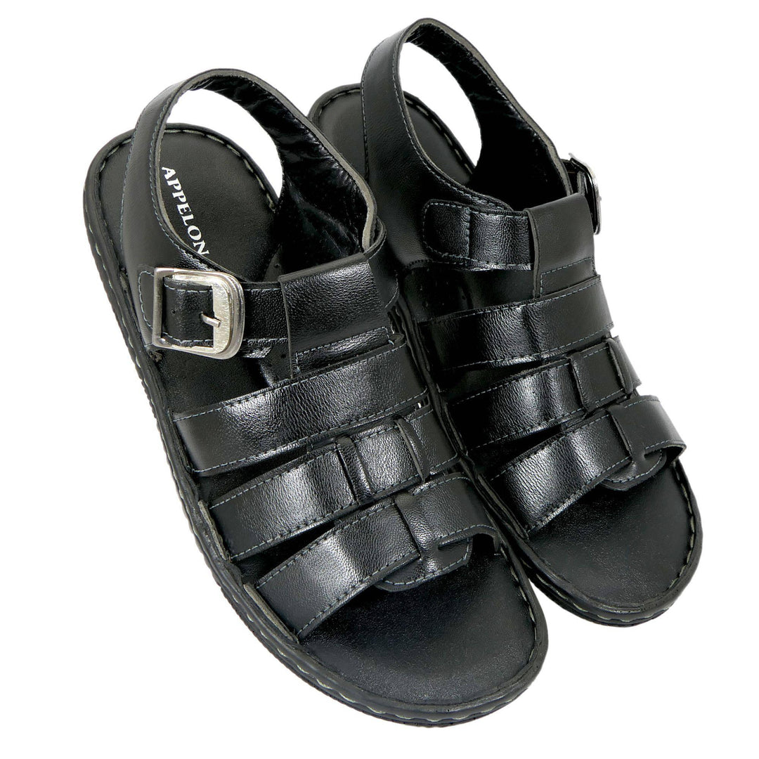 Black Color AM PM Men's Daily wear Leather Sandals