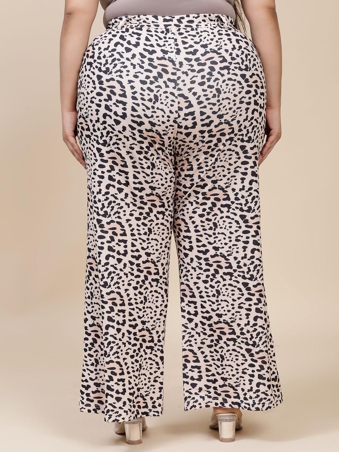 Flambeur Women's Plus Size Casual Animal Print Trouser