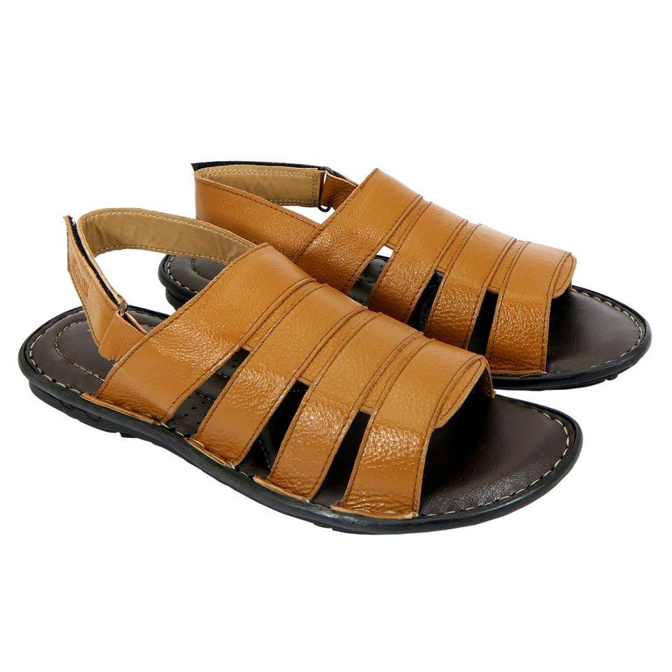 Tan Color AM PM Men's Daily wear Leather Sandals