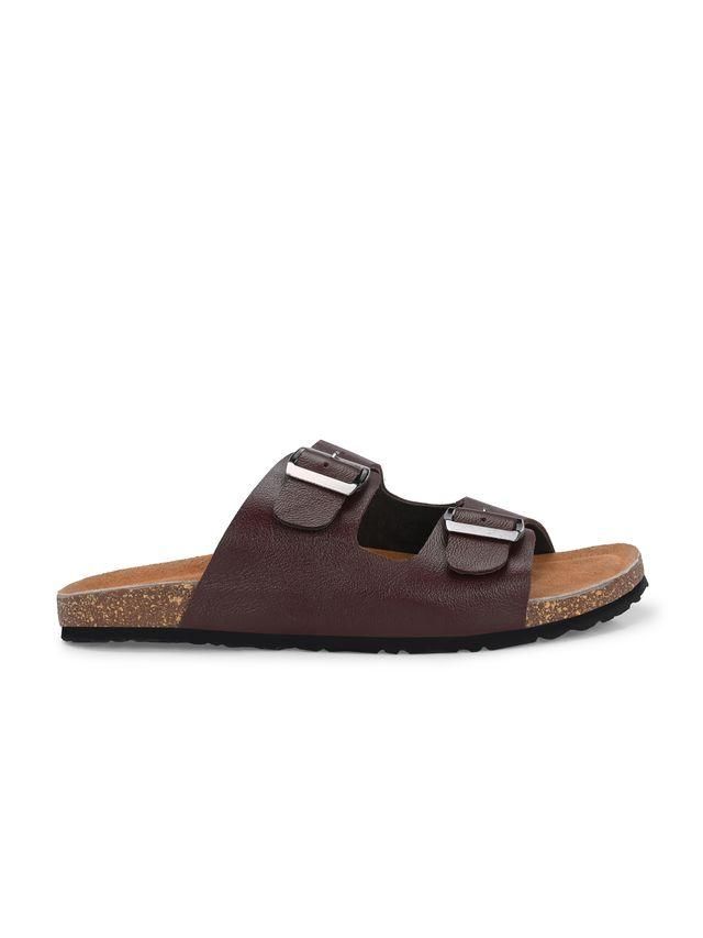 Maroon Color Mens Arizona Cherry Leather Slippers