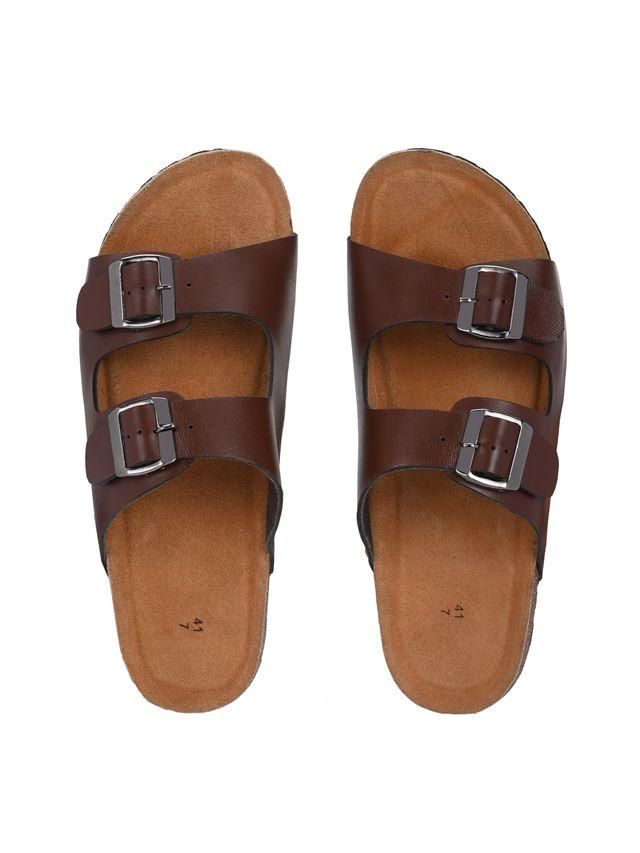Brown Color Men's Arizona Brown Leather Slippers