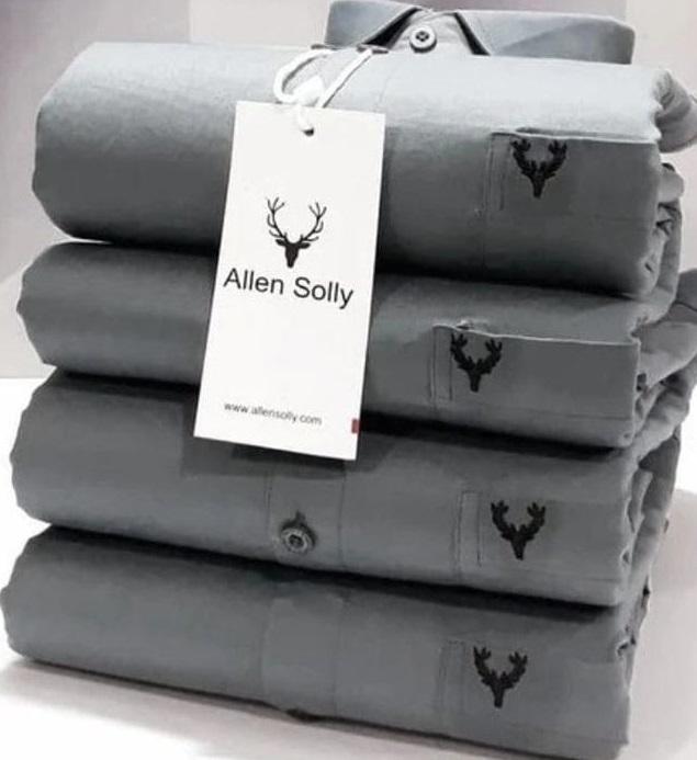 Grey Men's Solid Cotton Formal Shirt